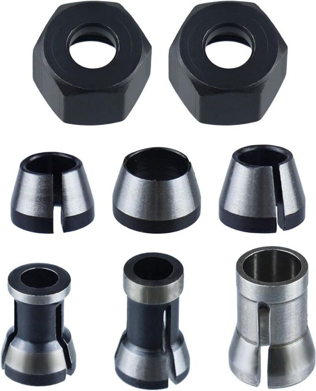 6 Stück Spannzangen für Fräse Fräszubehör 6 mm 6,35 mm 8 mm mit 2 Muttern – Präzisions-Spannzangen für Gravur & Holzbear...