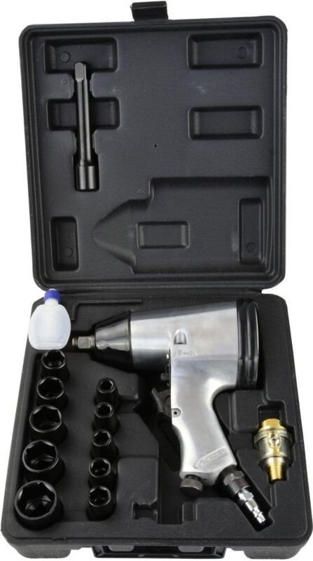 Geko Pneumatischer Schlagschrauber 1/2" mit 10 Nüssen und Koffer