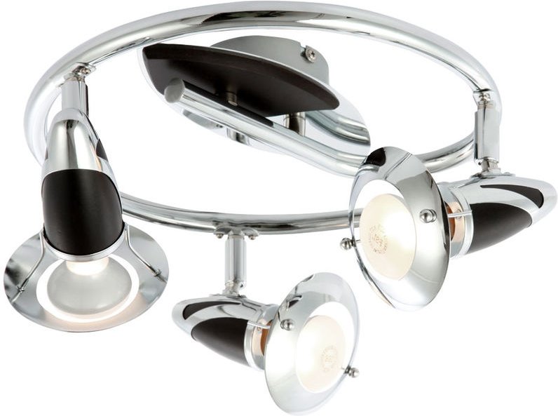 Decken Lampe Holz Chrom Spot Rondell Leuchte Wohn Zimmer Strahler verstellbar Globo 54330-3