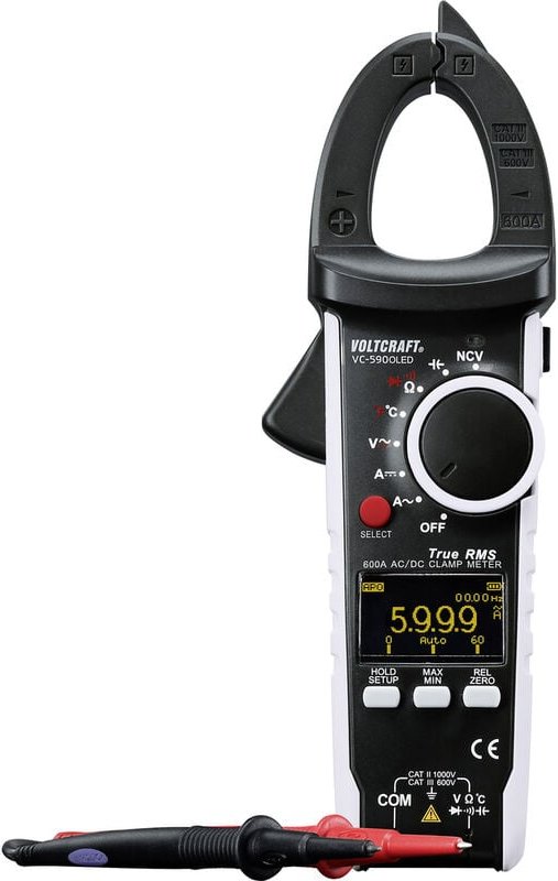 VC-590OLED Stromzange digital OLED-Display cat iii 600 v, cat ii 1000 v Anzeige (Counts): - Voltcraft