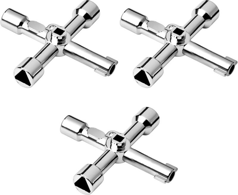 Stück 4-Wege-Multifunktionsschlüssel, universeller Multifunktions-Kreuzschlüssel für Gas-, Wasser- und Stromzählerschran...