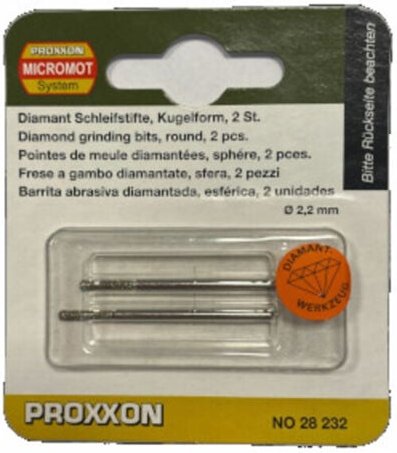 Proxxon - Diamant-beschichtete Schleifstifte, Kugel Ø 2,2 mm, 2 Stück - 28232
