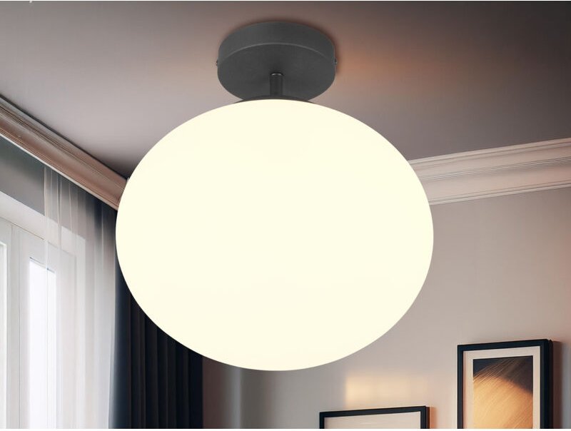 Trio - Kleine Retro Deckenleuchte fomento Schwarz mit Glaskugel, ø 30cm