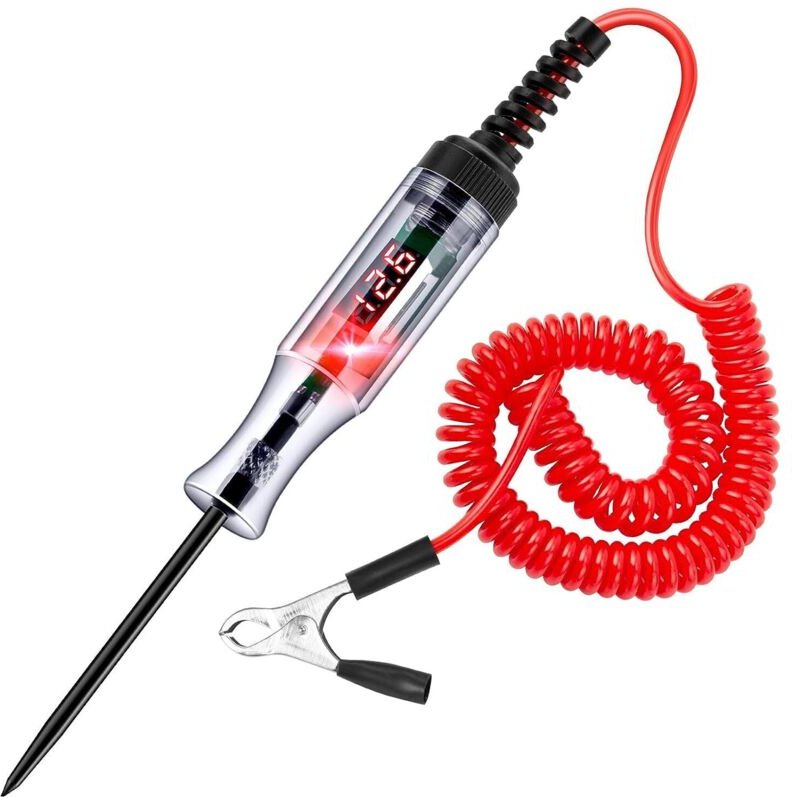 1 Unidad Probador de Circuitos 3-48V con Voltímetro, Lámpara de Prueba LED Retroiluminada Robusta, Probador de Tensión D...