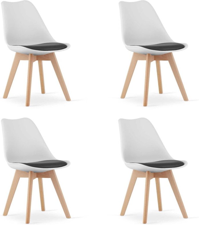 MARK Stuhl, schwarz-weiß, Beine natur, 4 Stück