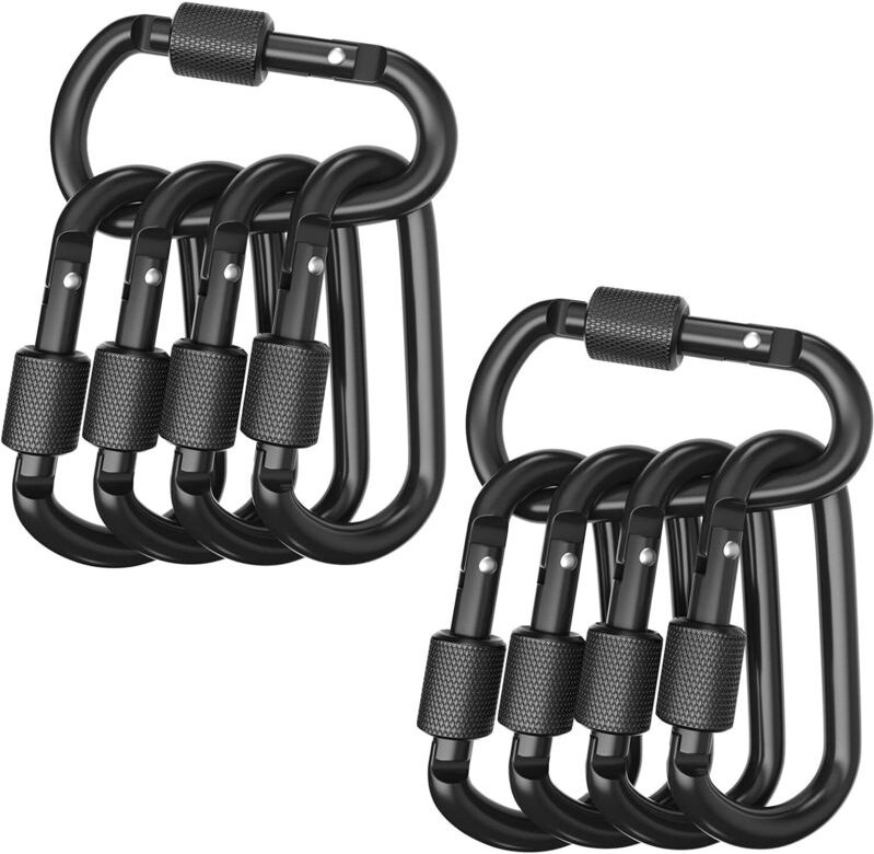 10 Karabinerhaken mit D-Ring-Verschluss, robustes Aluminium, ideal für Outdoor-Aktivitäten wie Camping, Wandern, Reisen,...