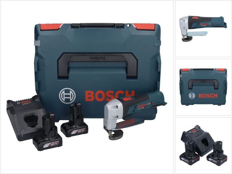 Bosch gsc 12V-13 Professional Akku Blechschere 12 v + 2x Akku 6,0 Ah + Ladegerät + L-Boxx