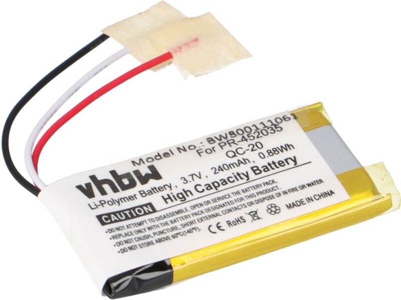 Vhbw - Akku kompatibel mit Bose QuietComfort 20, QC-20, QC20 Wireless Headset Kopfhörer (240mAh, 3,7V, Li-Polymer)