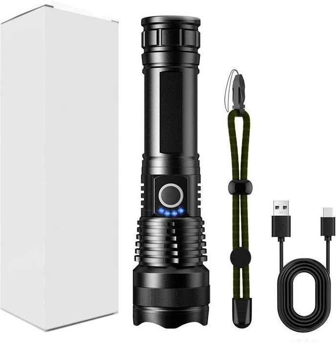 Dolaso - Wiederaufladbare Taschenlampe, 2000 hohe Lumen, taktische Taschenlampen, helle USB-C-Taschenlampen, tragbare Ta...