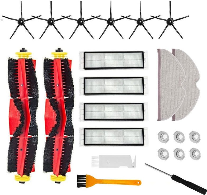 Ersatzteil-Zubehör-Set kompatibel mit Xiaomi Roborock S4 S5 S6 T4 T6 S5Max S6MAX, 2 Hauptbürsten, 4 HEPA-Filter, 6 Seite...