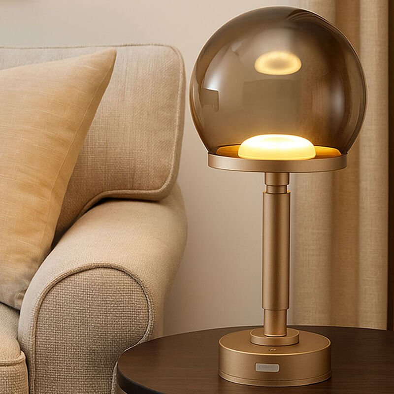 Globo Lighting - led Tischlampe dimmbar Akkuleuchte Touchdimmer Tischleuchte Nachttischlampe, Kunststoff champagner, rau...