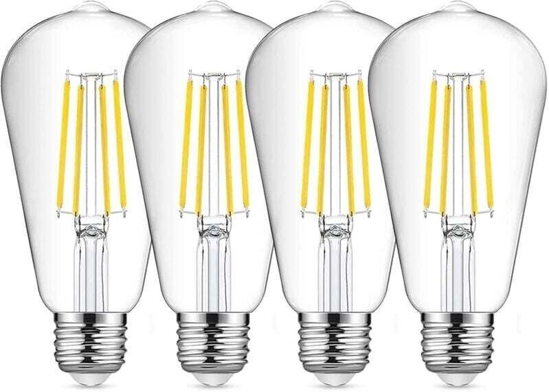 E27 ST64 LED-Filamentlampe, Vintage-Kaltweiß, 8 W, 6500 K, Vintage-Edison-Glühbirne, Retro-Antiklampe, entspricht einer ...