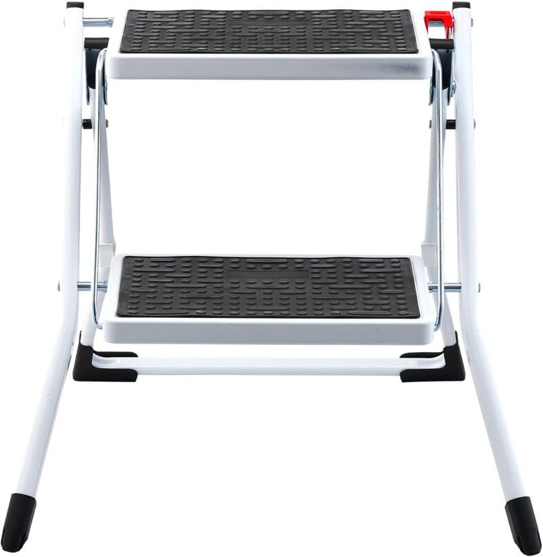 Mophorn - Trittleiter mit 2 Stufen, 150 kg Tragkraft, klappbar, ergonomischer Hocker aus Stahl mit Anti-Rutsch-Pedal, id...