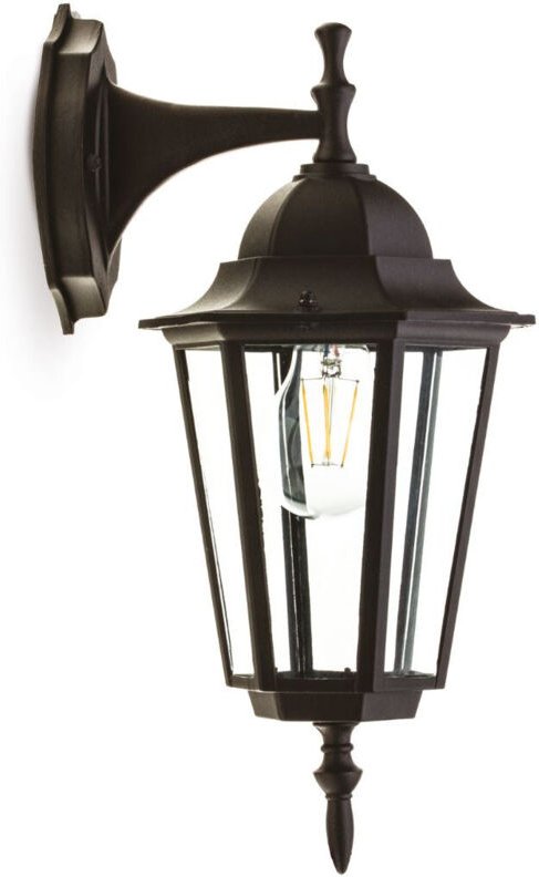 Retro Außenwandleuchte, unten, schwarz, 1xE27 50W, LO4102 IP54, Kobi