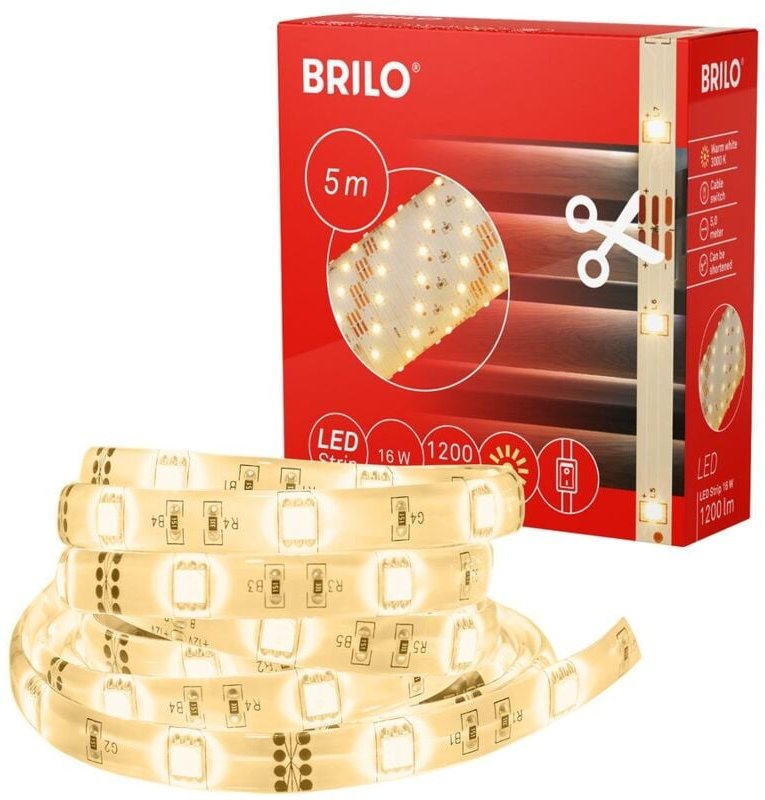 Briloner - led Band led Stripe 5 Meter selbstklebend 16W weiß Kunststoff