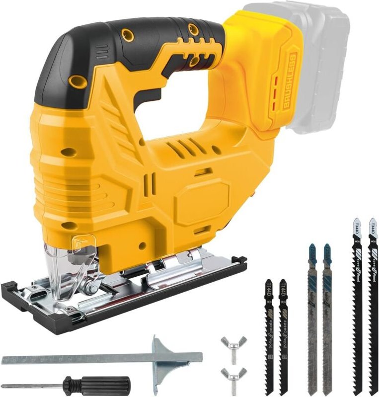 Dewalt 20V Akku-Stichsäge, kompatibel mit Akku, 400W bürstenloser Motor, 2700 U/min, 45° Gehrungsschnitte für gerade/geb...