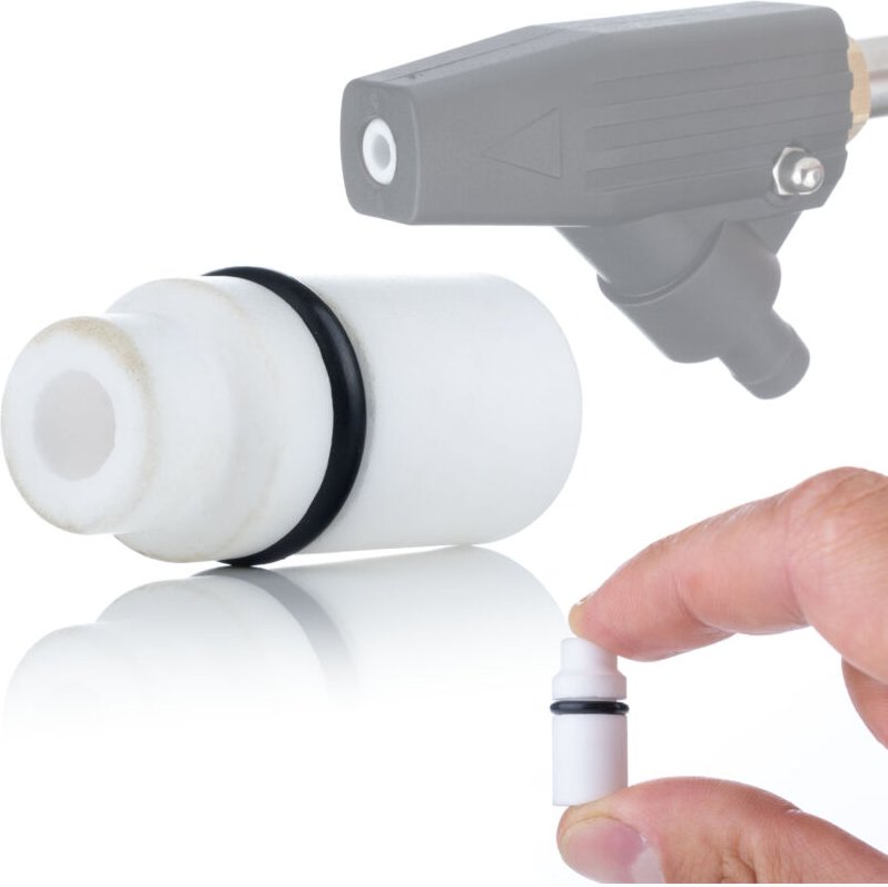 Rosfix Keramikdüse 8,6 mm – Weiße Sandstrahldüse aus Porzellan 25,5 mm Länge, 11,2 mm Ø Hohe Haltbarkeit & Verschleißanz...