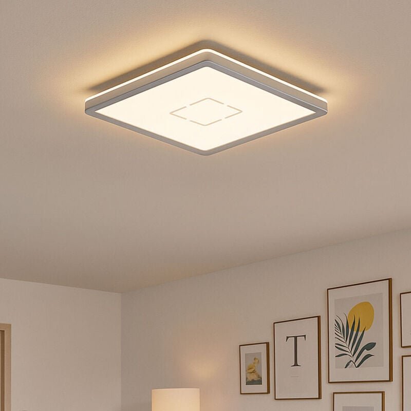 Briloner - Deckenlampe mit Hintergrundbeleuchtung led Deckenleuchte silber Wohnzimmerlampe Flurleuchte flach, Backlight,...