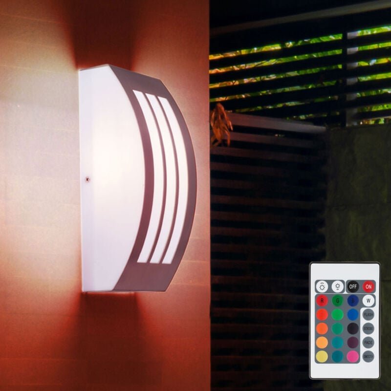 Wand Lampe alu Fassaden Strahler Fernbedienung Außen Lampe dimmbar im Set inkl. rgb led Leuchtmittel