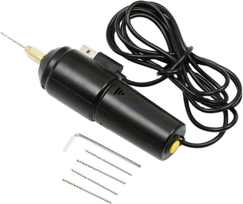 Mini-Bohrmaschinen, tragbarer 5-V-USB-Bohrer, Multifunktions-Rotationswerkzeug-Bohrer, mit 5 Bohrern und Inbusschlüssel,...