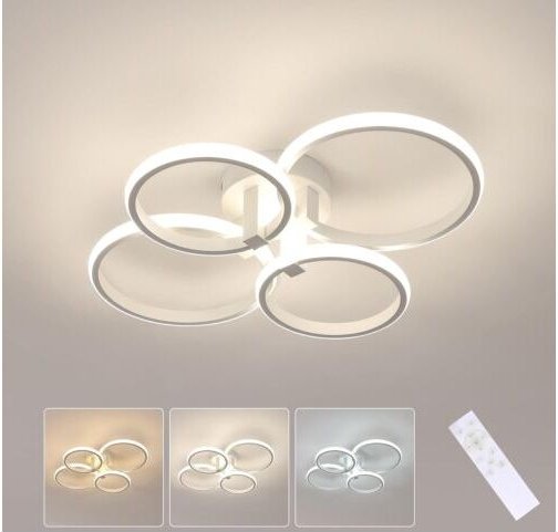 Led Deckenleuchte, rundes Design, 4-flammig, weiß, 57,5x46x11,5 cm, weißes Licht mit Helligkeitsregelung, 57W - Goeco