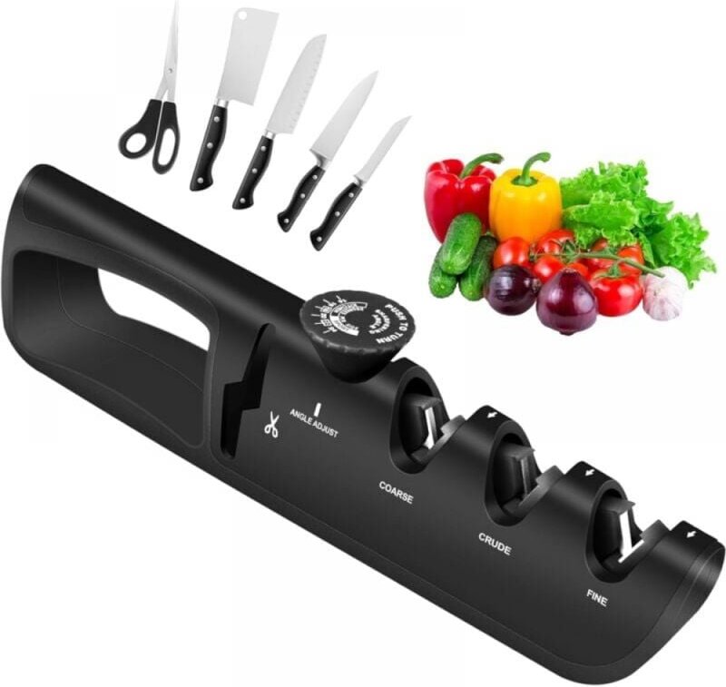 Lntyq - Messerschärfer, 6-stufig verstellbarer Winkelknopf, multifunktionaler professioneller Messerschärfer