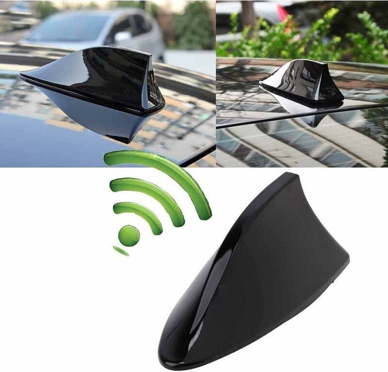 Hai-Antenne, universelle Haifischflossen-Antenne, Autoantenne mit AM-FM-Radiosignal, wasserdichter Basis (schwarz) - Tig...