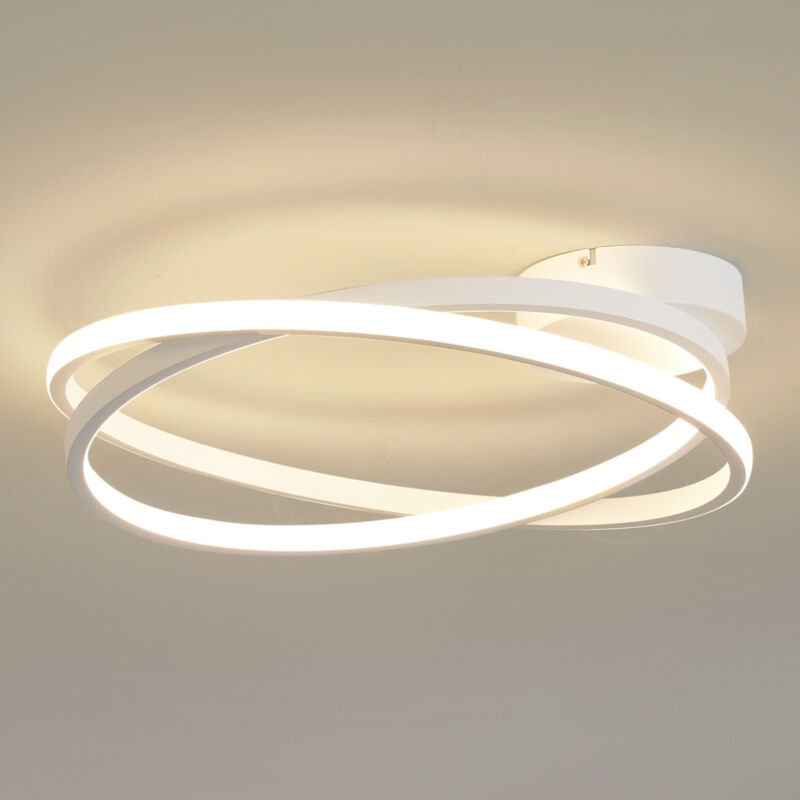 Kosilum - Weiße LED-Deckenleuchte mit zwei Kreisen dimmbar 50 cm - Unity
