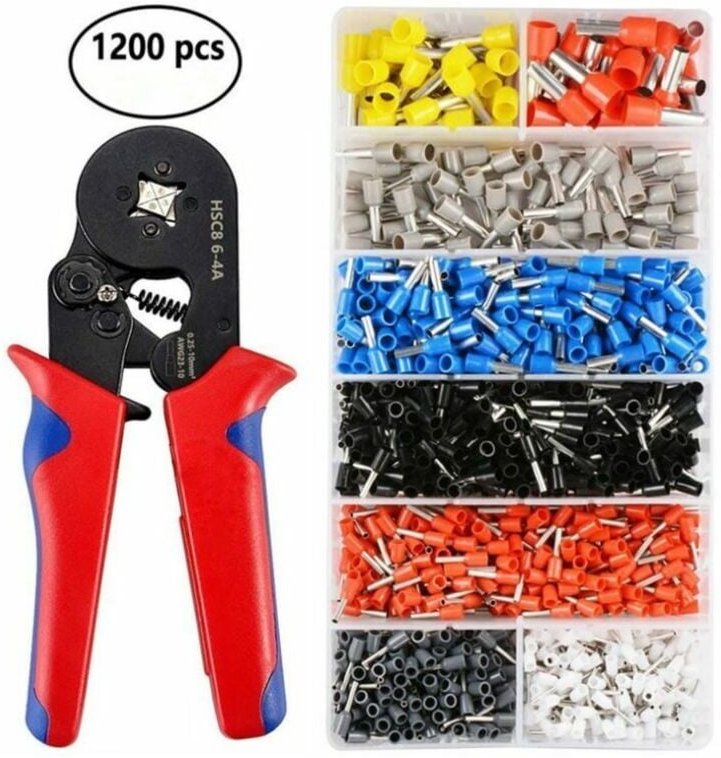 Crimpzange für elektrische Anschlüsse – selbsteinstellendes Set mit 1200 isolierten Anschlüssen (0,25 mm² bis 10 mm²)