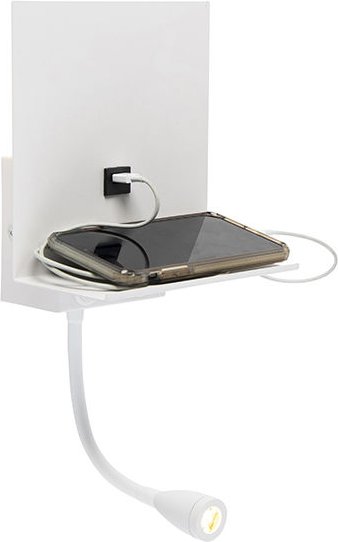 Thumbnail - Moderne Wandleuchte weiß mit usb und Flexarm - Flero