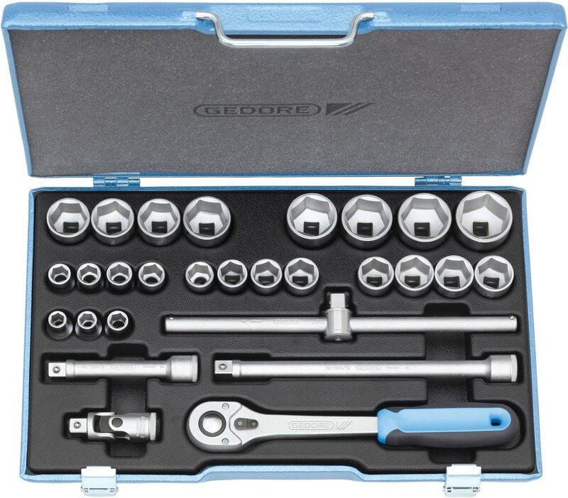 Gedore - Steckschlüssel-Satz 1/2' 28-teilig 6-kant 10-36mm, 19 VMU-10