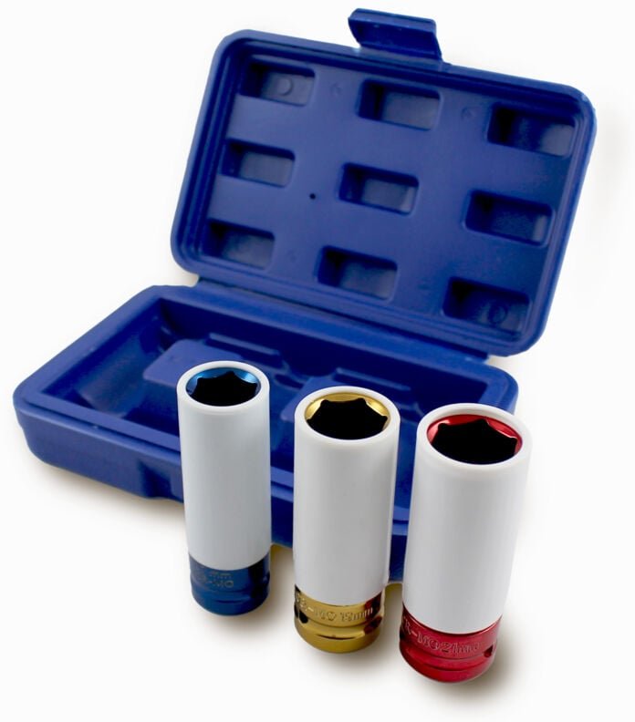 3 tlg Schlagnuss Set Steckschlüssel Felgenschutznüsse Schonnüsse Schöneinsätze Nuss Kfz Radwechsel Pkw für Schlagschraub...