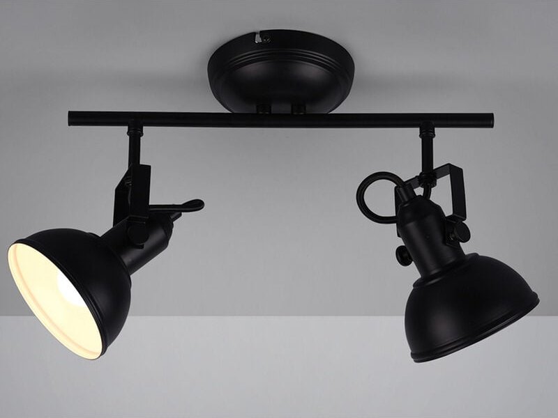 Led Deckenstrahler 2-flammig Metall Schwarz, Breite 36cm