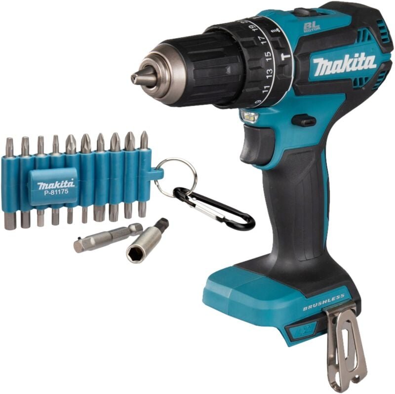 Thumbnail - Makita DHP 485 Z Akku Schlagbohrschrauber 18 V 50 Nm Brushless + 22 tlg. Bit Set - ohne Akku, ohne Ladegerät