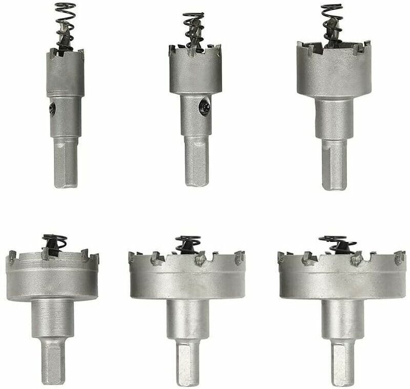 Metall-Lochsägen-Set, 6 Hartmetall-Lochsägen, Edelstahl-Lochsägen, für Aluminium, Stahl, Eisen, Kupfer, Holz, 16 mm, 22 ...