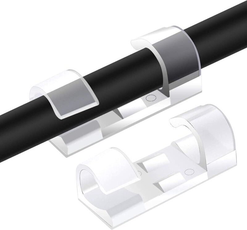 60 Stück Kabelclips, Aufbewahrungsclips mit starken selbstklebenden Pads, runde Befestigungsclips aus Kunststoff, Kabel-...