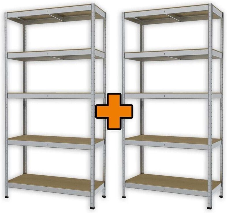 2x Schwerlastregal 180x90x40 cm 5 Holzböden 875 kg Traglast