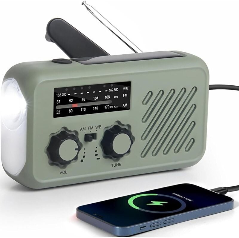 Tragbares Notfallradio, FM/AM-Notfallradio mit Solaraufladung, Handkurbel-Dynamo-Radios mit Taschenlampe, LED-Leselampe,...