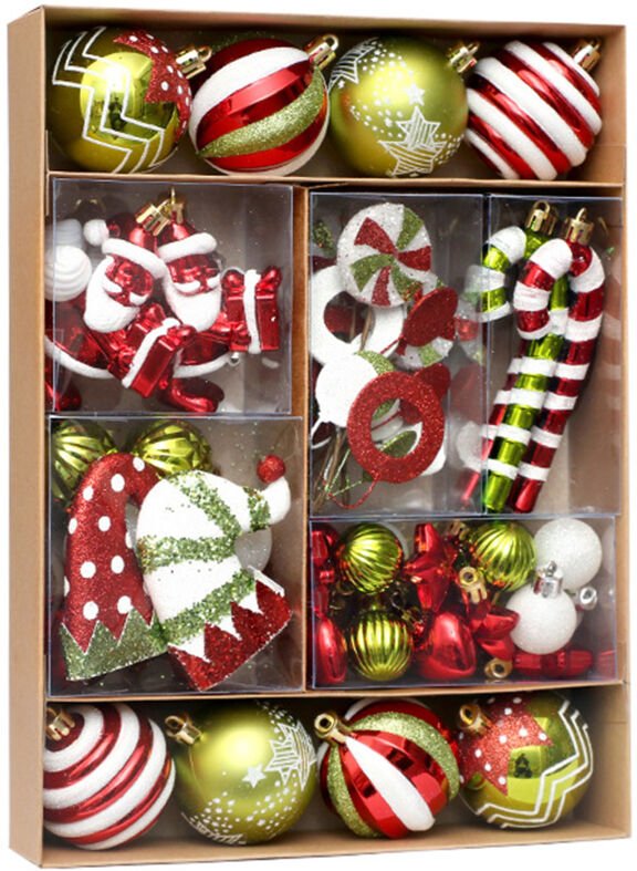 Unzerbrechliche Weihnachtskugeln, 50er-Set, Baum- und Zimmerschmuck