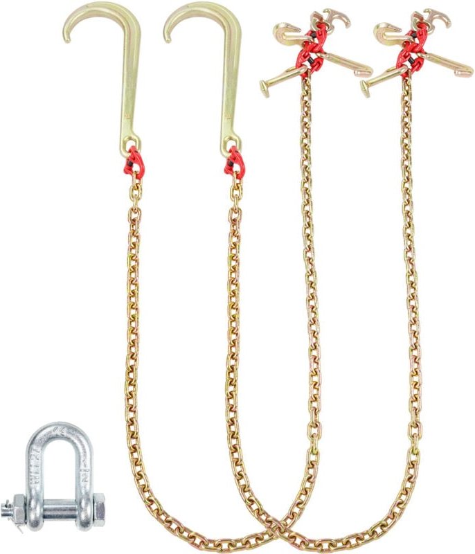 Mophorn - J-Hakenkette 2 stk, 5/16' x 6', G80 15' langer Schaft mit RTJ-Cluster und Greifhaken, 5400 lbs Arbeitslast, Ho...