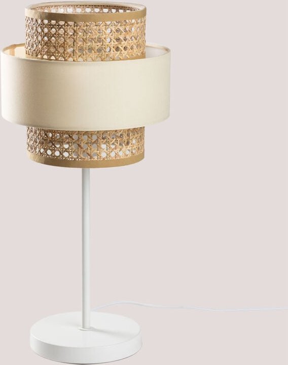 SKLUM Tischlampe aus Rattan Satu Beige Leinen