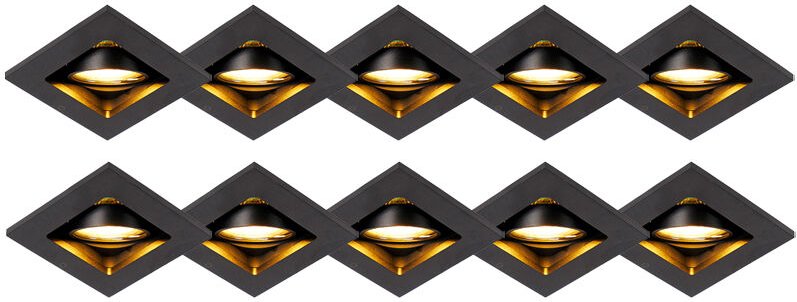 Set mit 10 Einbaustrahlern schwarz verstellbar - Qure