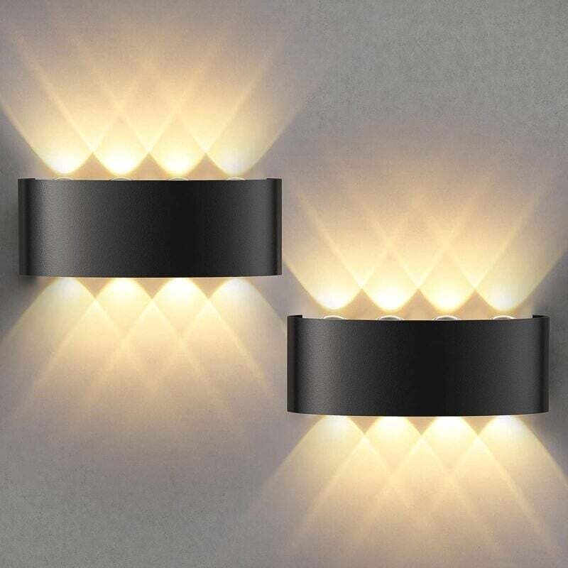 2 lámparas de pared led modernas, impermeables, de aluminio, para interiores y exteriores, para baño, dormitorio, pasill...