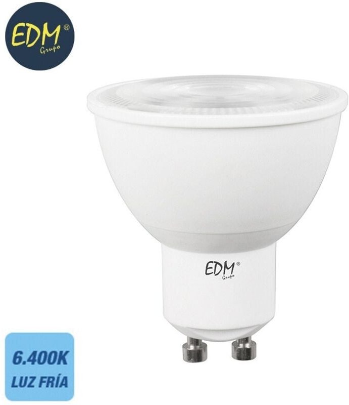 EDM - Dichroitische LED-Glühbirne GU10 7W 550lm 6400K Kaltlicht 45° Ø5x5,5cm