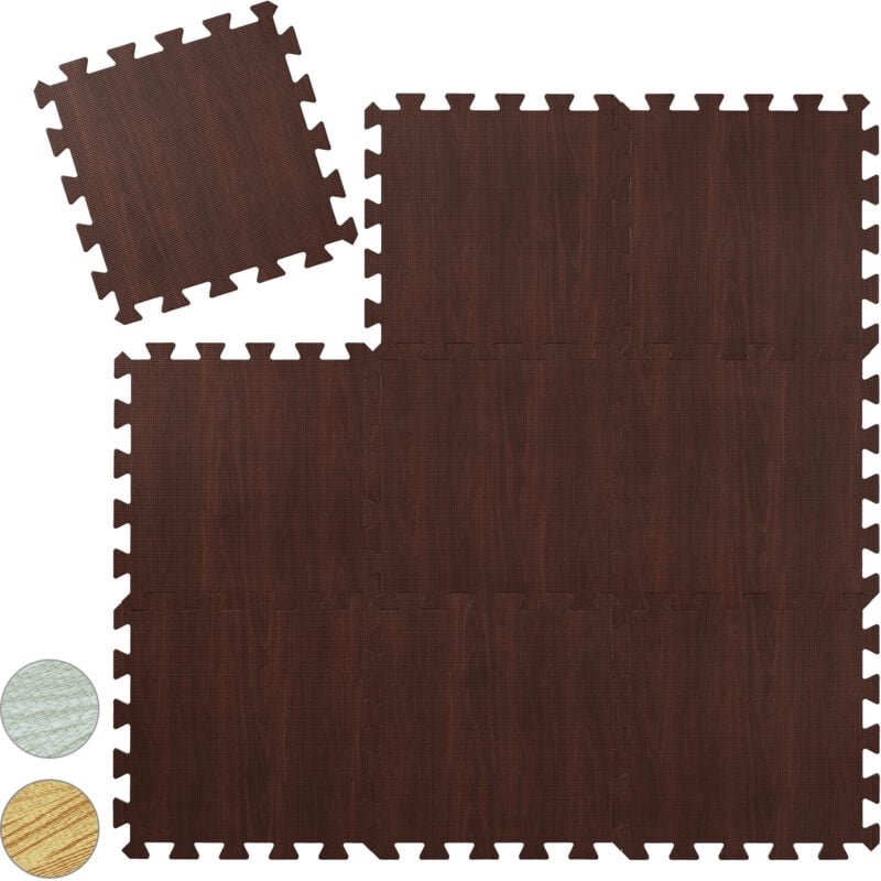 Thumbnail - Relaxdays - 45 x Bodenschutzmatte, Puzzlematten für Sport und Fitnessgeräte,ca. 4,25 m², eva Schaumstoff, BPA-frei, Holz...