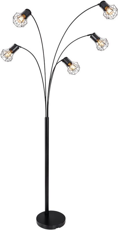 Stehlampe - Priska - schwarz - metall - bogenlampe - E27 - Globo