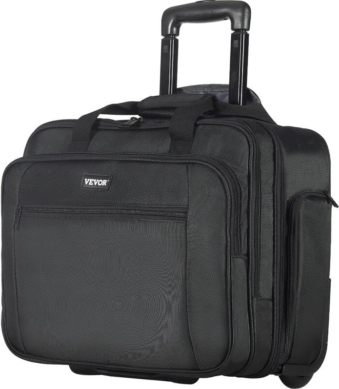 VEVOR Laptop Trolley, passend für Laptops bis zu 17,3 Zoll (44 cm), Aktenkoffer, Notebooktasche mit Rollen und Teleskopg...