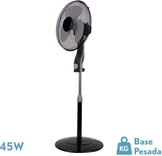 Fabrilamp - Ventilator de foot magic schwarz/grau 3 Geschwindigkeiten 45w 3 Flügel schwenkbar fest und drehbar regx41x41...