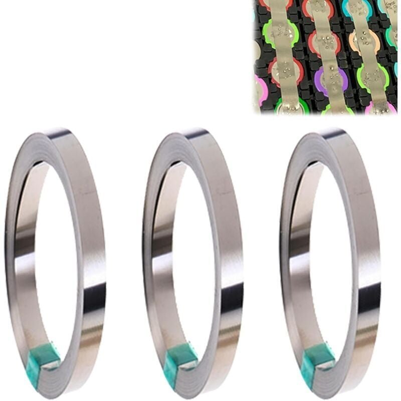 3 rotoli di striscia di nichel: striscia di nichel puro, 0,18 mm, 10 m, saldatura a punti, striscia di nichel puro, resi...