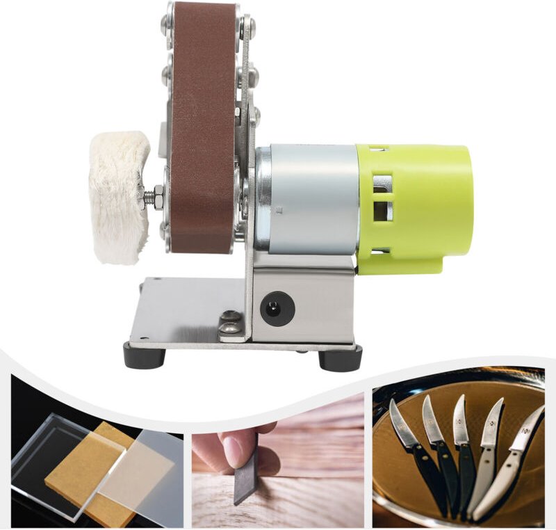 Mini Bandschleifer mit 10-teiligen Schleifbändern, 150 w 7-Gang justierbare diy Poliermaschine, Max.10000 rpm Schleifer ...